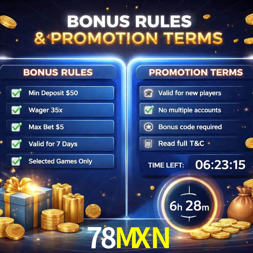 Reglas de promoción 78MXN y condiciones de bonos explicadas visualmente